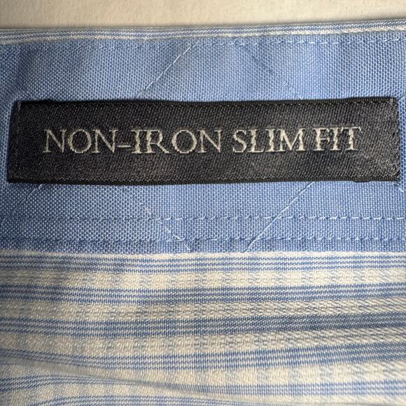 Pronto Uomo Button Down 100% Cotton Shirt Men 18.5T Light Blue & White Check - Picture 7 of 7